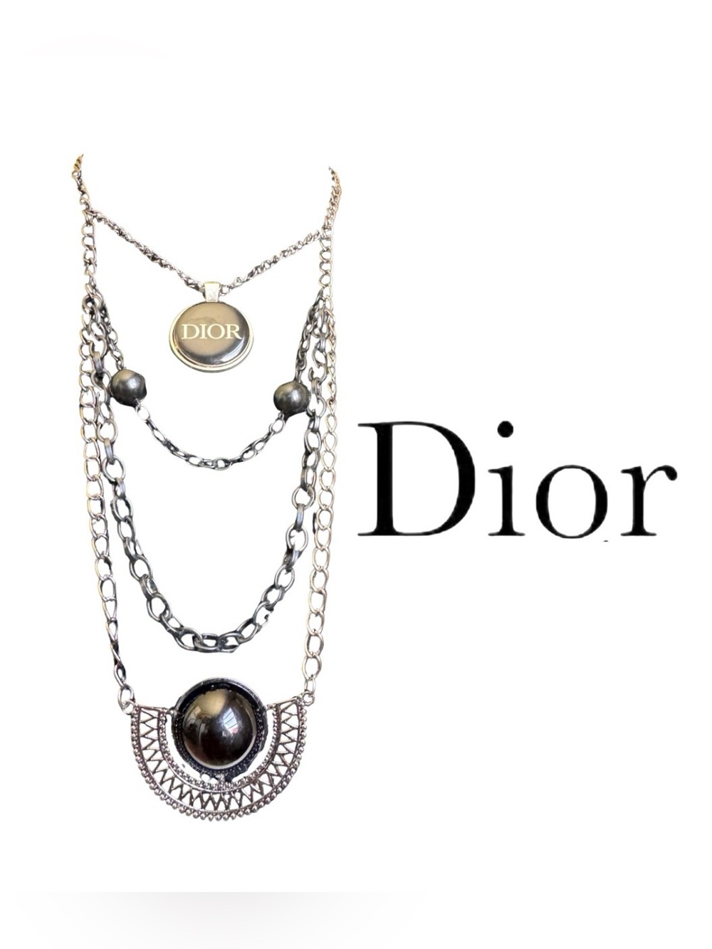 Authentic Dior Beaute Pin Upcycled to Necklace